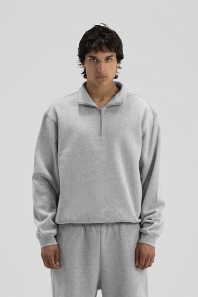 600 GSM 'Heather Grey' Quarter Zip Sweatshirt – LucidBlanks