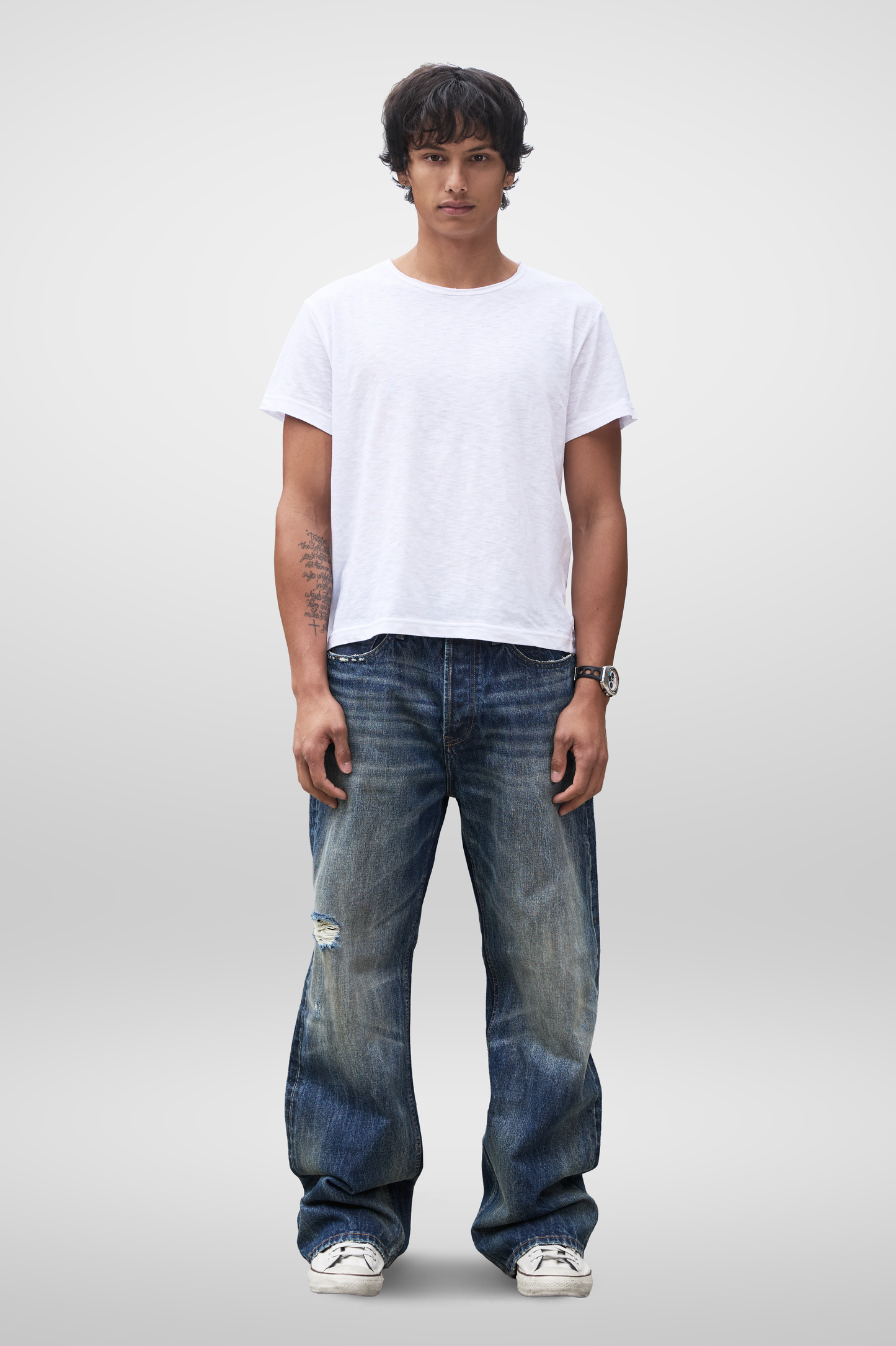 'Terrain' White Slub Tee