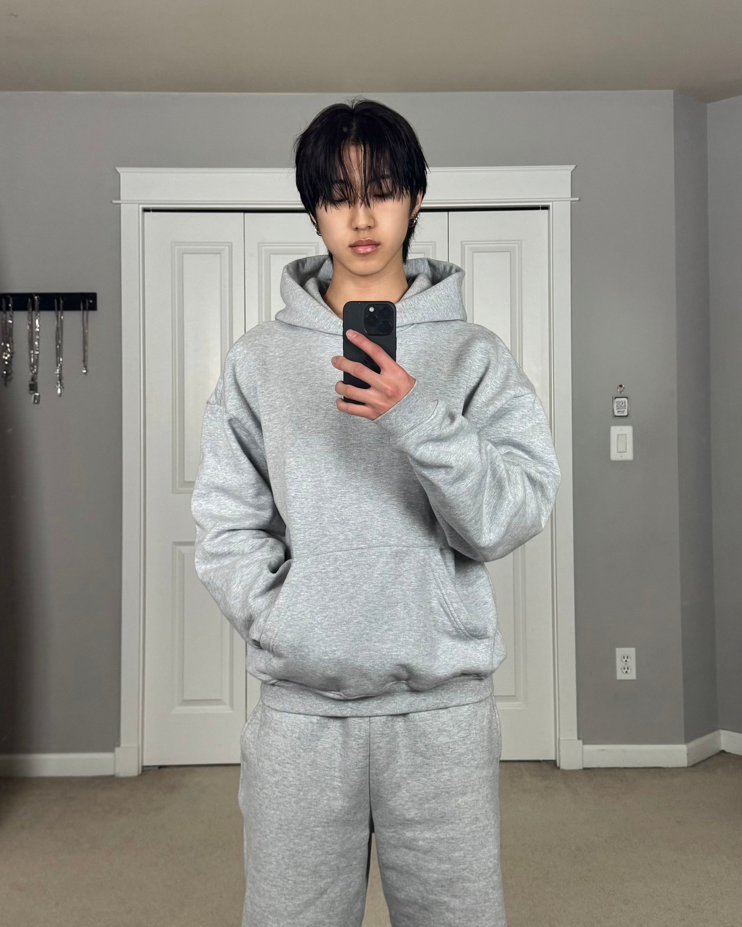 350 GSM 'Heather Grey' Fleece Hoodie