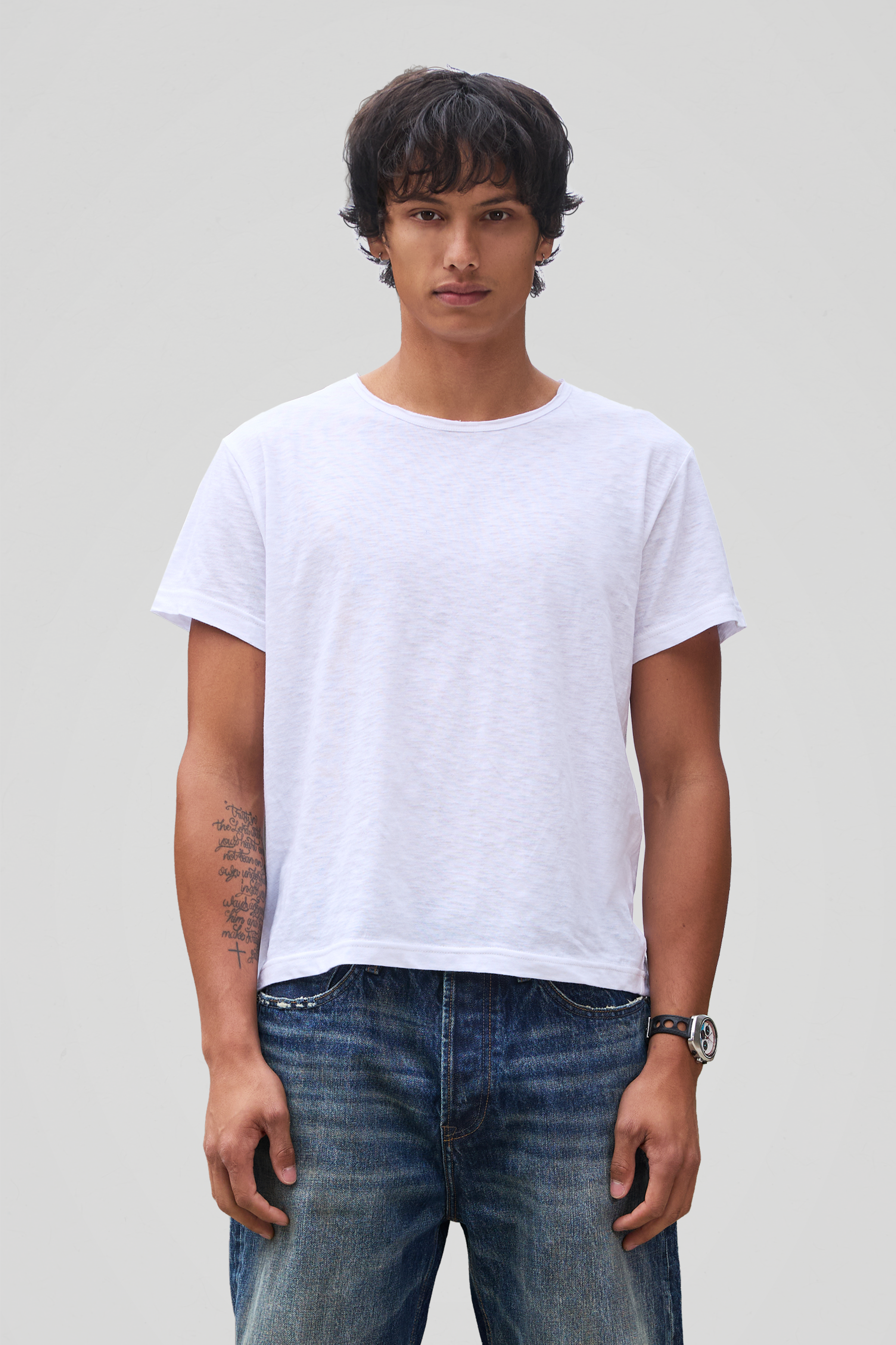 'Terrain' White Slub Tee